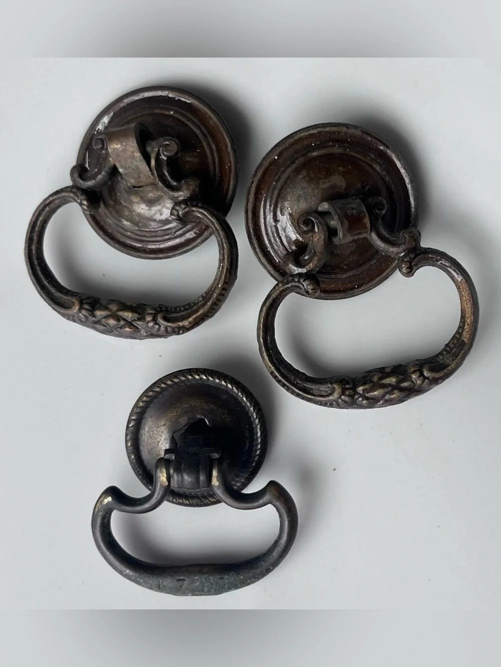 Antique Bronze Drawer Pulls Rustic Brown pull knob Wall Decor Hardware Set of 3
